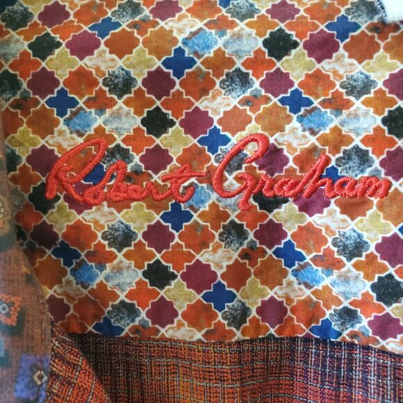 Robert Graham Tailored Fit Autumn Plaid Embroidered Long Sleeve Button Down Sz L - Picture 3 of 11